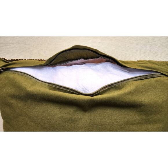 THROW PILLOW-VINTAGE PIER 1-Green-Beaded-Textured-Pillow Inside-16"X12"-Zipper - Picture 11 of 16